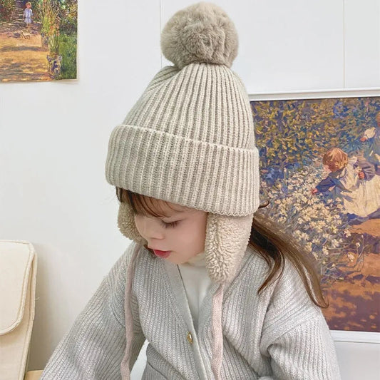 Kids Knit Beanie Winter Hat with Earflaps