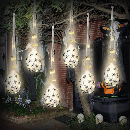 Light Up Spider Egg Sacs Halloween Decor Hanging Prop