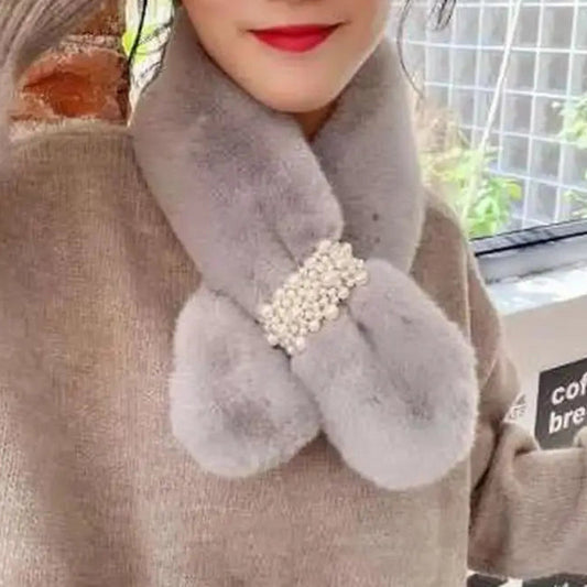 Luxury Faux Fur Pearl Winter Scarf