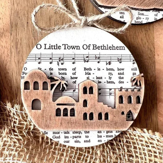 Nativity-Themed Music Sheet Ornament Collection